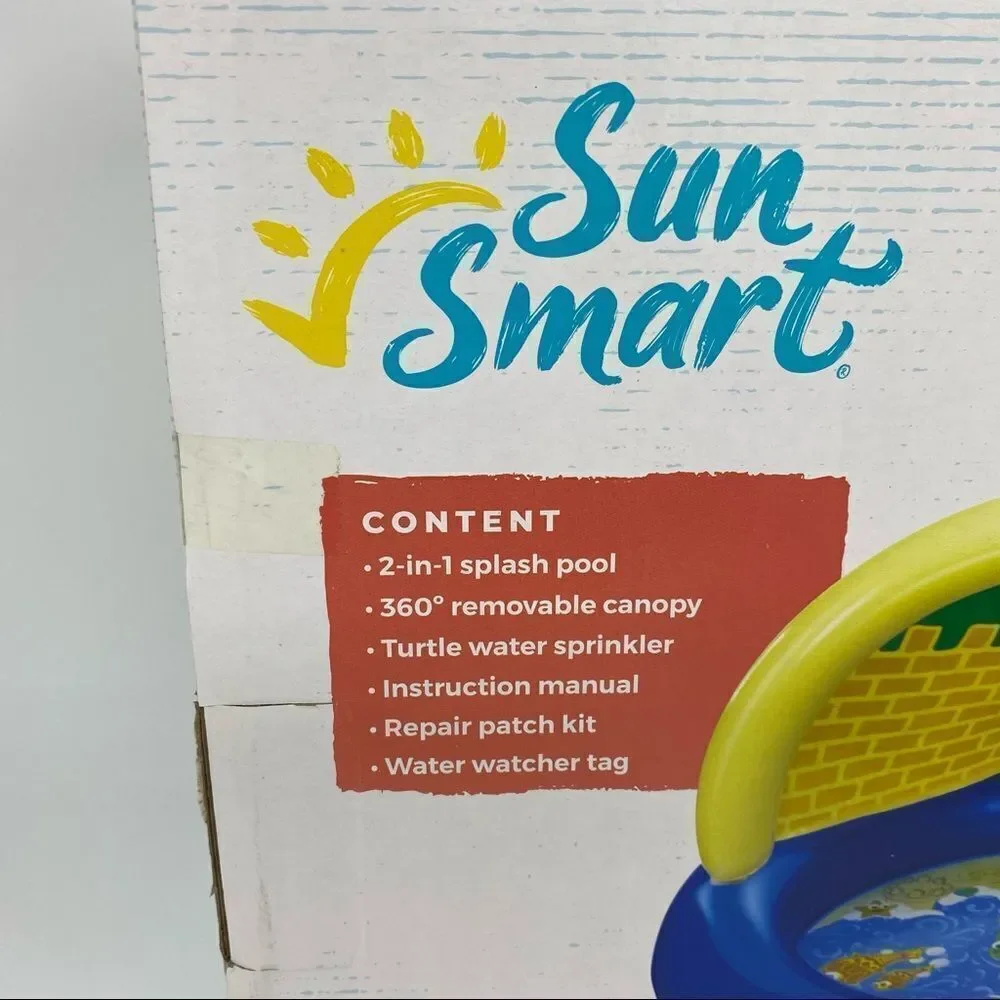 Sun Smart Spray N Play Sandcastle Pool & Turtle Sprinkler For Toddlers NEW